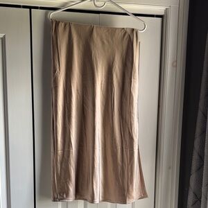 Old Navy Taupe Satin Midi Slip Skirt
